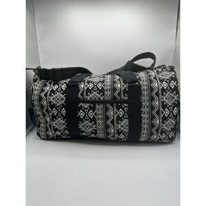Stone Mountain Tribal Jacquard Duffel Weekender Travel Bag Black White